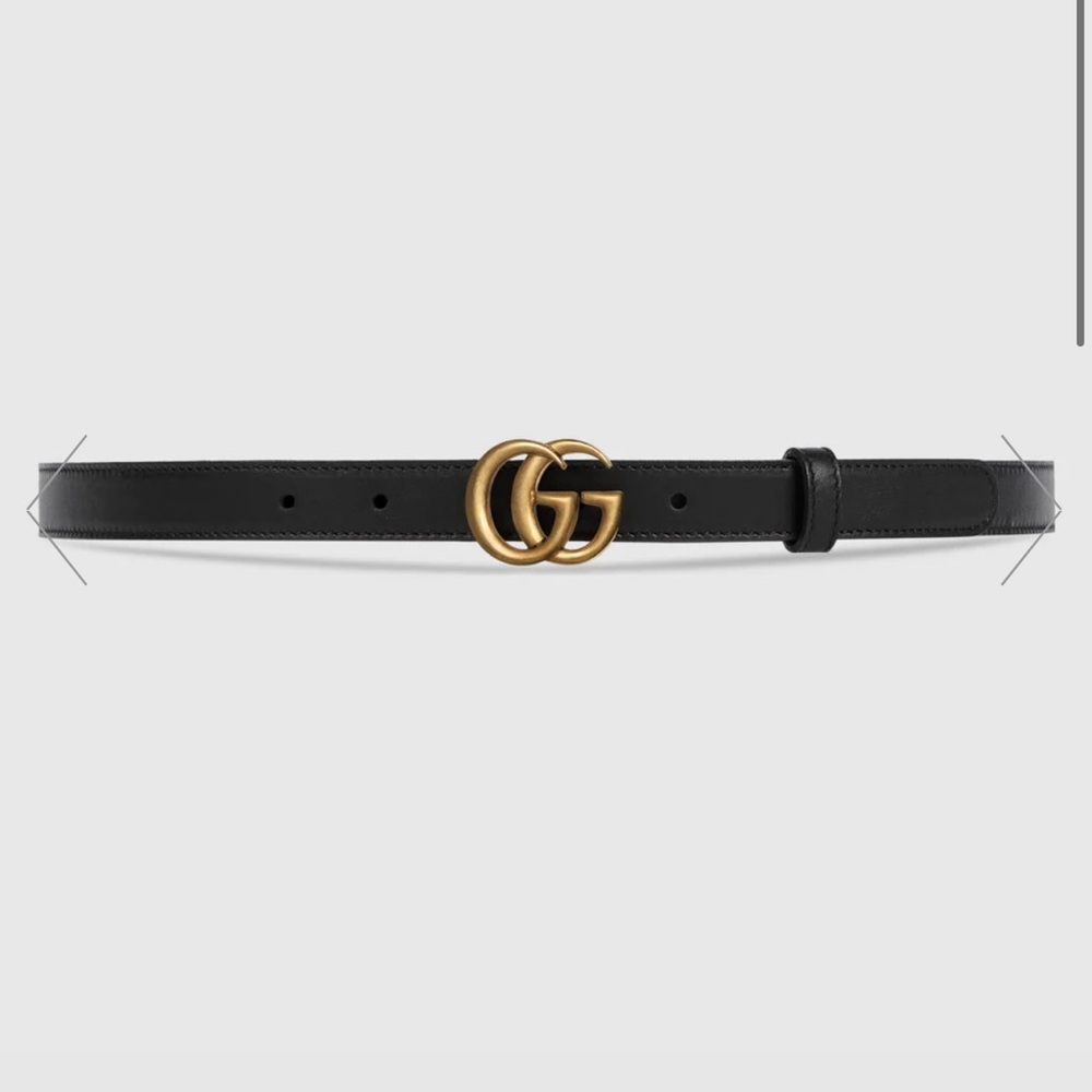 Black Gucci Leather Belt with Double G Buckle